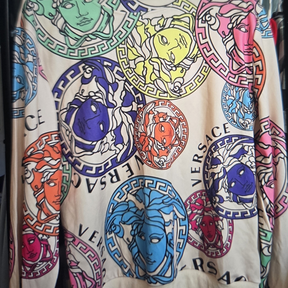 Versace Apricot and Green Graphic Top
